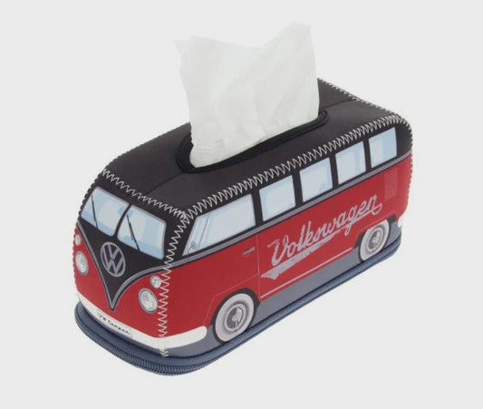 Artisanal VW T1 Bus 3D Neoprene Tissue Box Holder - Red/Black