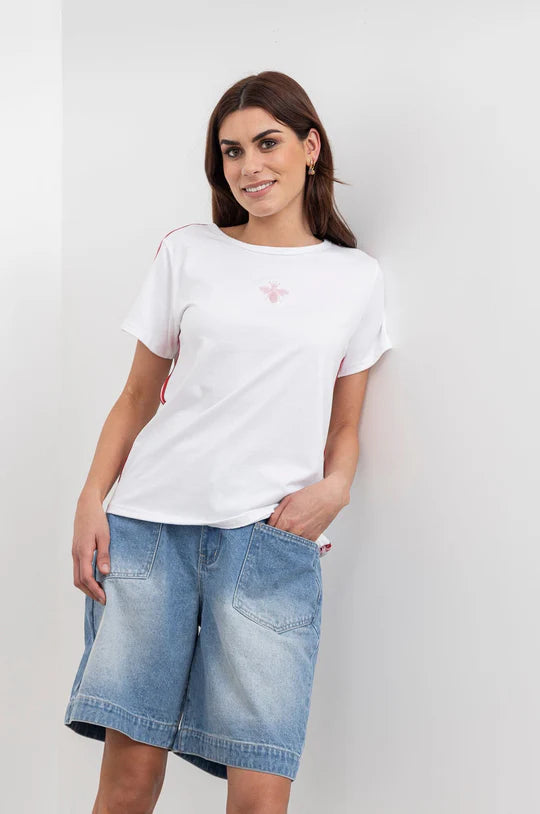 Moss by Mi Moso Bee Tee Stripe - White