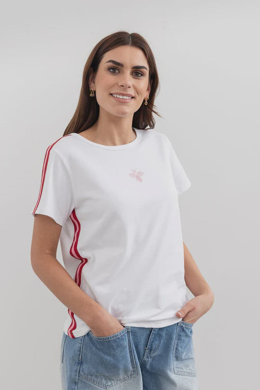 Moss by Mi Moso Bee Tee Stripe - White