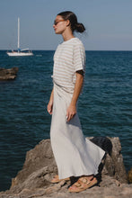 Load image into Gallery viewer, Re:Union Label Binding Stripe Boxy Fit Tee -  White Natural Stripe
