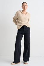 Load image into Gallery viewer, Among the Brave Zoey Black High Rise Wide Leg Pocket Jean Black
