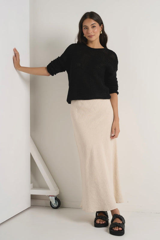 Re:Union Bliss Line Bias Midi Skirt - Natural
