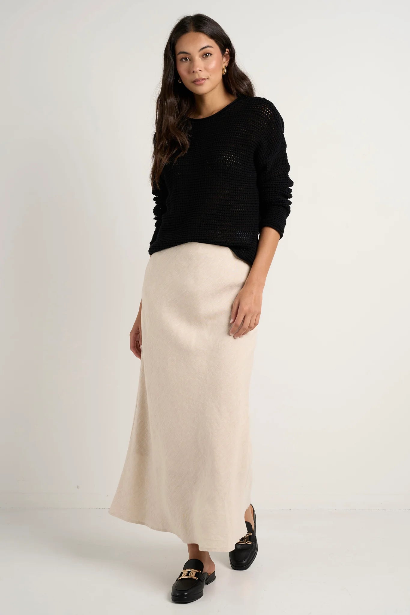 Re:Union Bliss Line Bias Midi Skirt - Natural