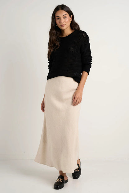 Re:Union Bliss Line Bias Midi Skirt - Natural