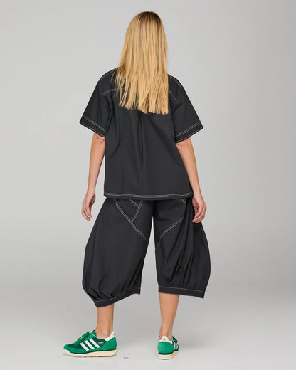 Boom Shankar Hatsu Shirt - Black with White Stitching