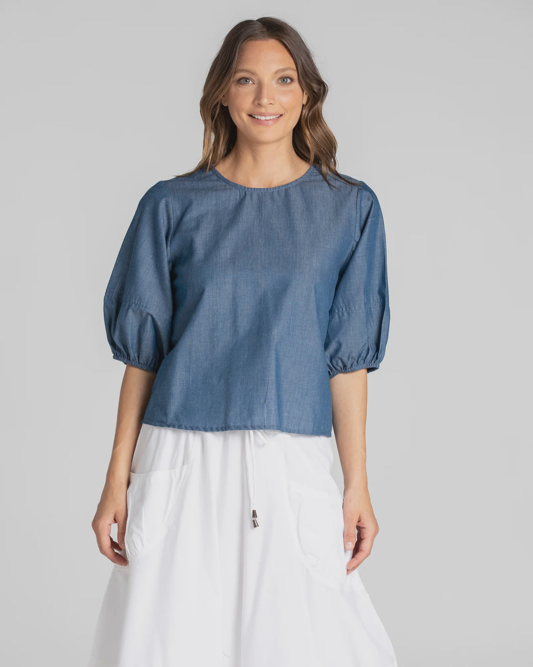 Boom Shankar Ava Top - Blue Chambray