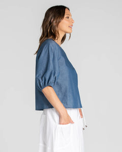 Boom Shankar Ava Top - Blue Chambray