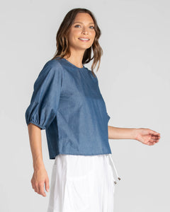 Boom Shankar Ava Top - Blue Chambray