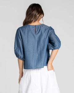 Boom Shankar Ava Top - Blue Chambray