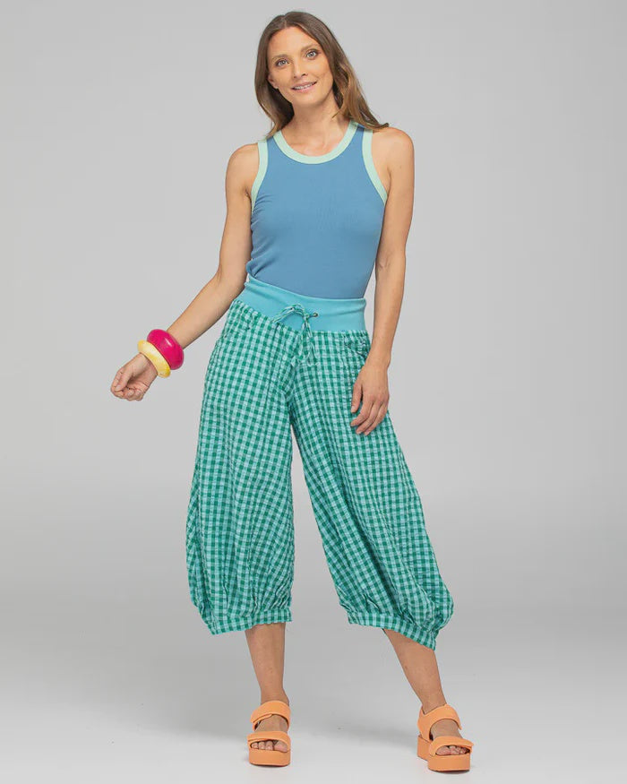 Boom Shankar Guru Pant - Green Seersucker