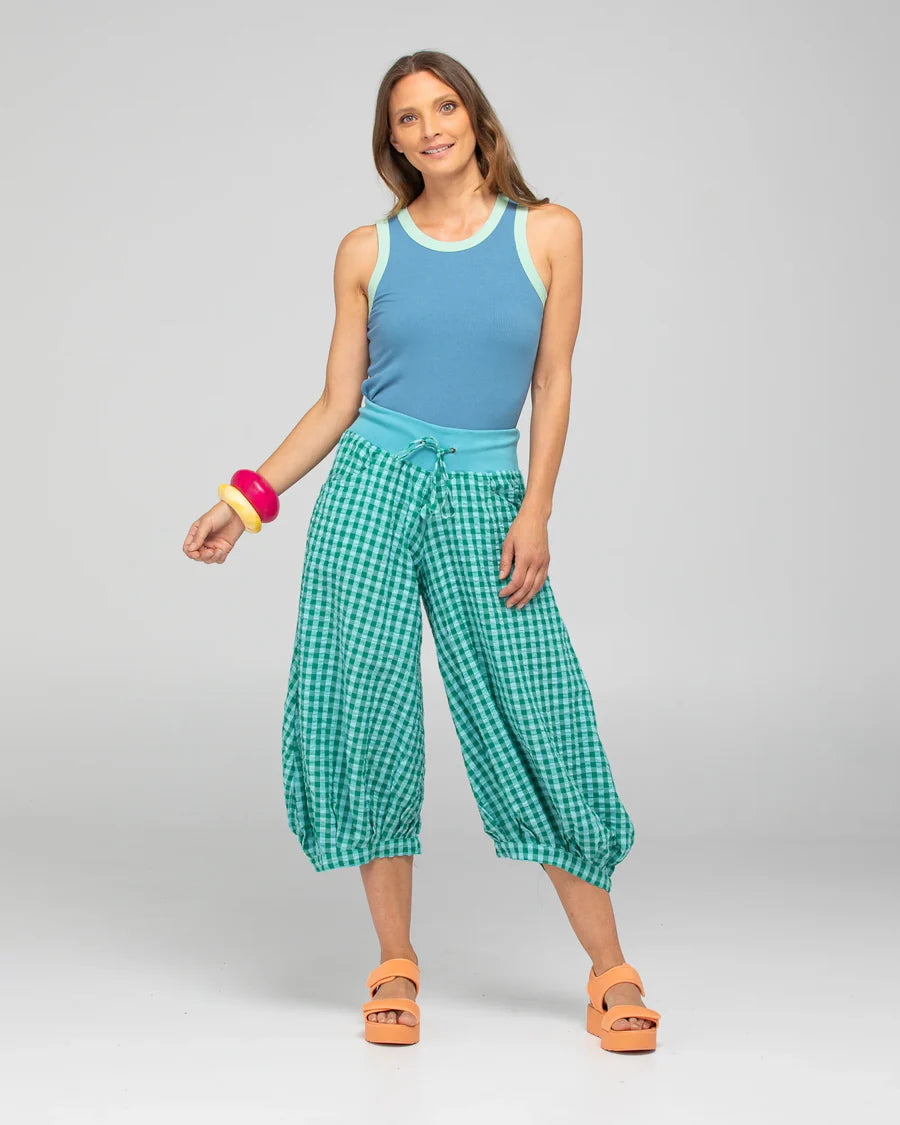 Boom Shankar Guru Pant - Green Seersucker