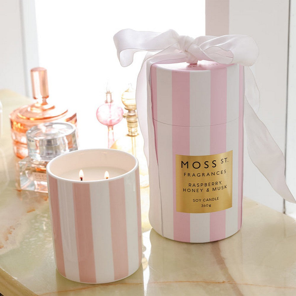 Moss St. Ceramic Candle 360g - Raspberry Honey & Musk