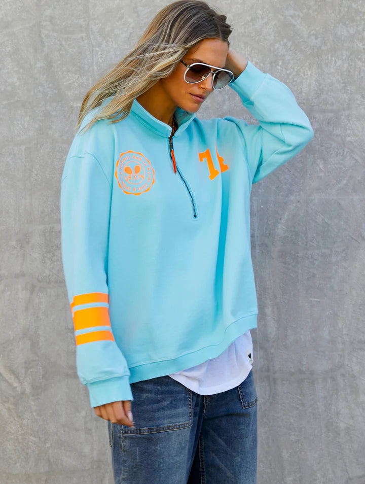 Hammill & Co Tennis 1/2 Zip Sweat - Aqua