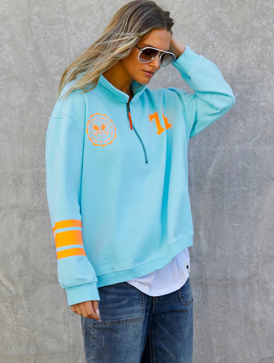 Hammill & Co Tennis 1/2 Zip Sweat - Aqua