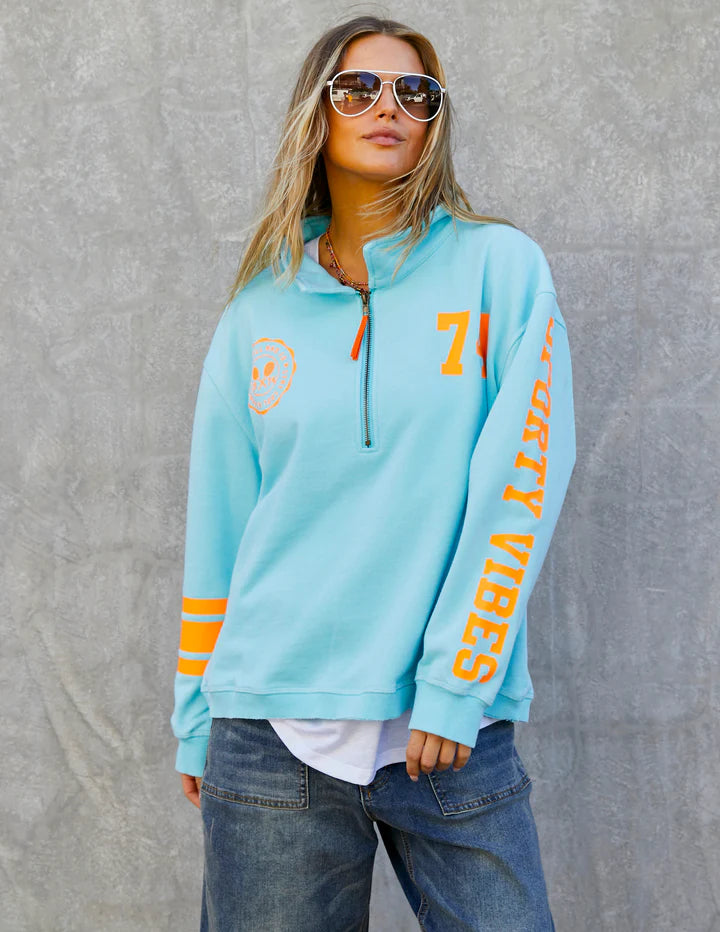 Hammill & Co Tennis 1/2 Zip Sweat - Aqua