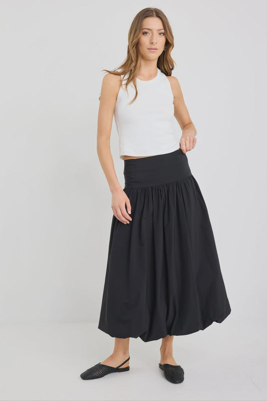 Stories be Told Intensity Bubble Midi Skirt - Black