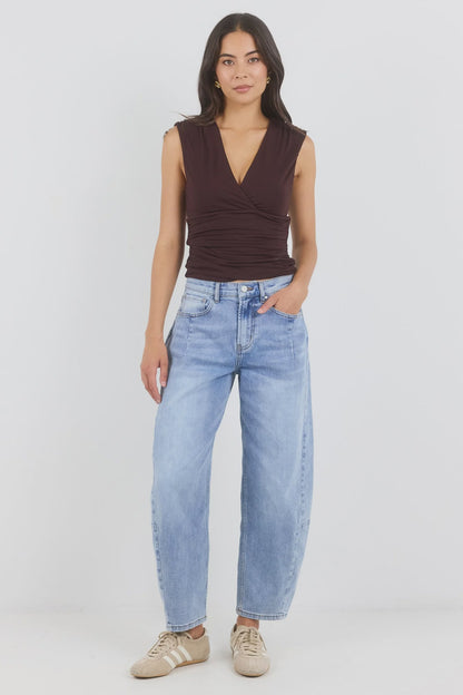 Among the Brave Graduate Stretch Barrel Jeans - Light Blue