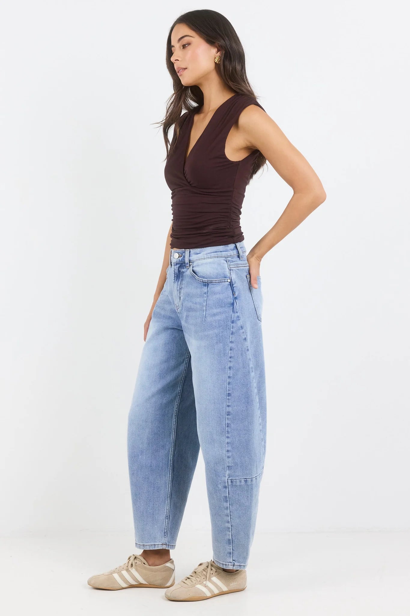 Among the Brave Graduate Stretch Barrel Jeans - Light Blue