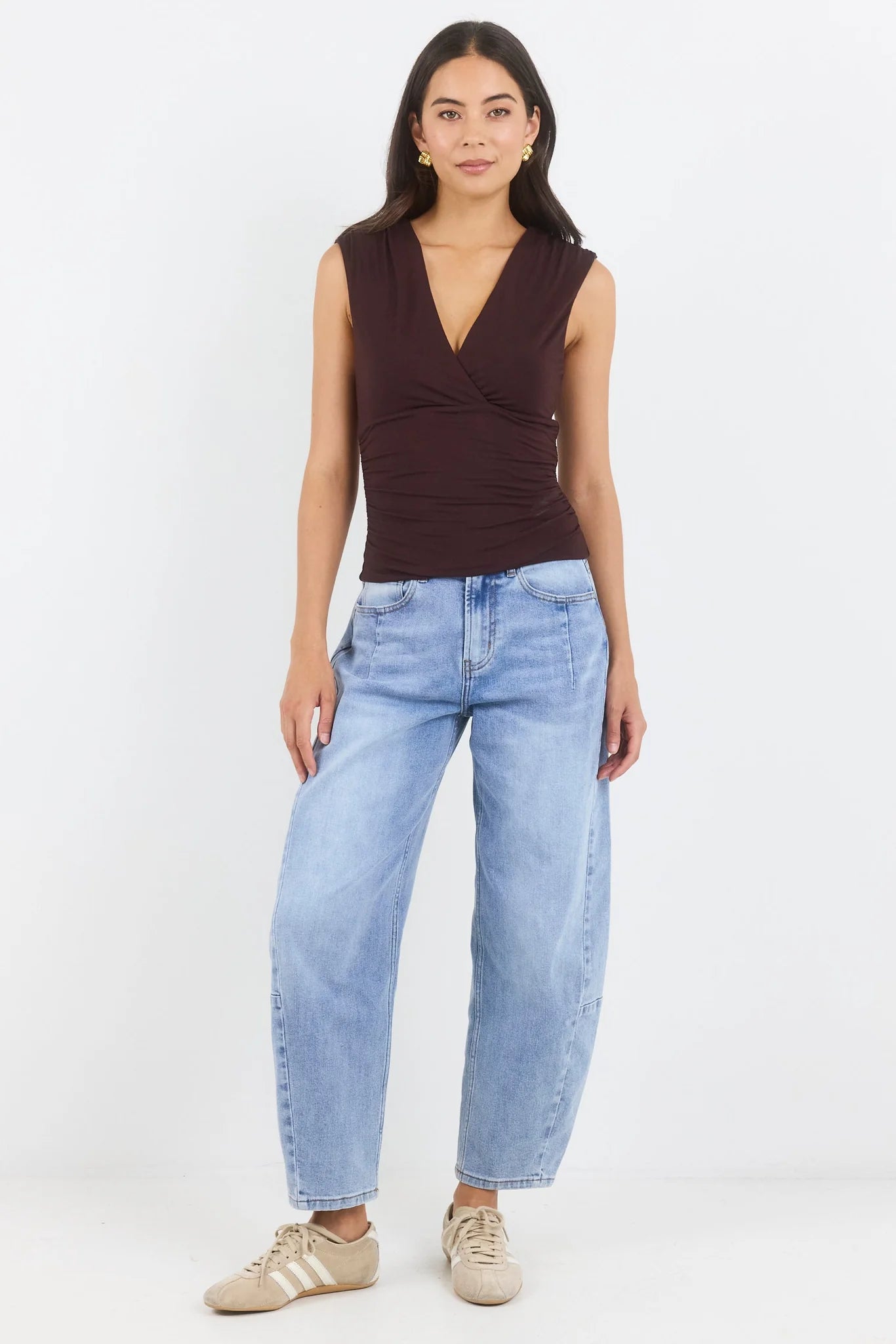 Among the Brave Graduate Stretch Barrel Jeans - Light Blue
