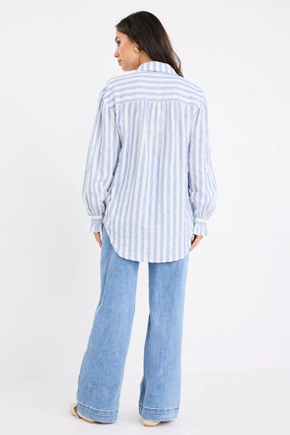 by rosa. Connection Drop Shoulder LS Shirt - Blue Stripe