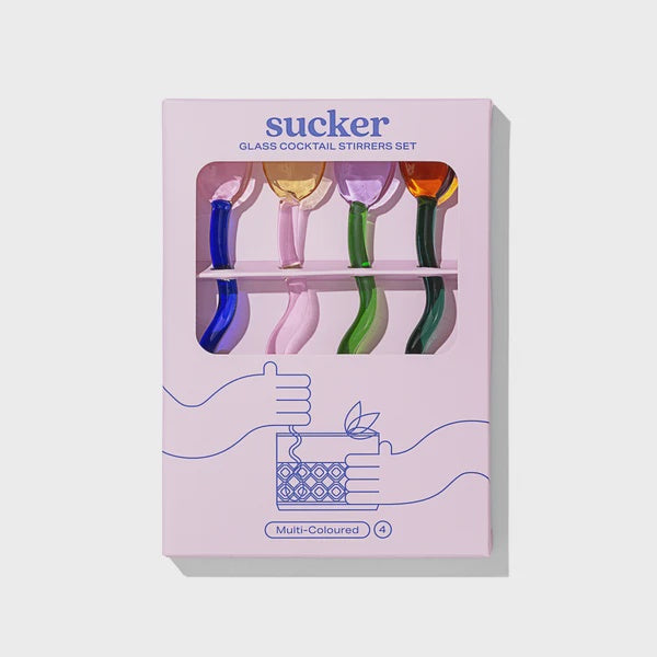 Sucker Cocktail Stirrer Glass Set - Multi-Colour