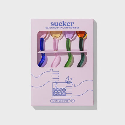 Sucker Cocktail Stirrer Glass Set - Multi-Colour