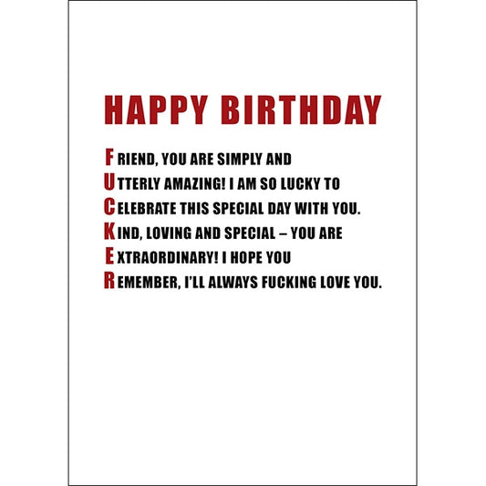 Defamations Card - Happy Birthday Fucker