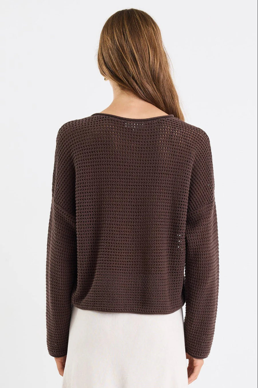 Re:Union Label Dawn Crochet Knit Jumper - Chocolate