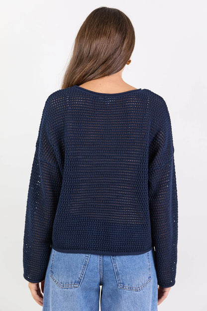 Re:Union Label Dawn Crochet Knit Jumper - Ink