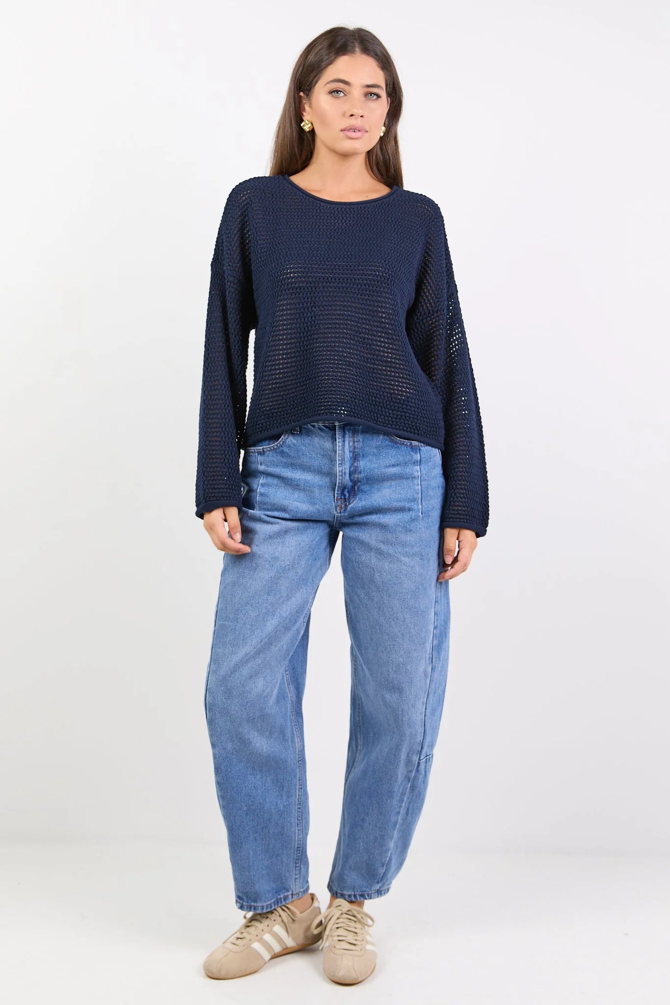Re:Union Label Dawn Crochet Knit Jumper - Ink