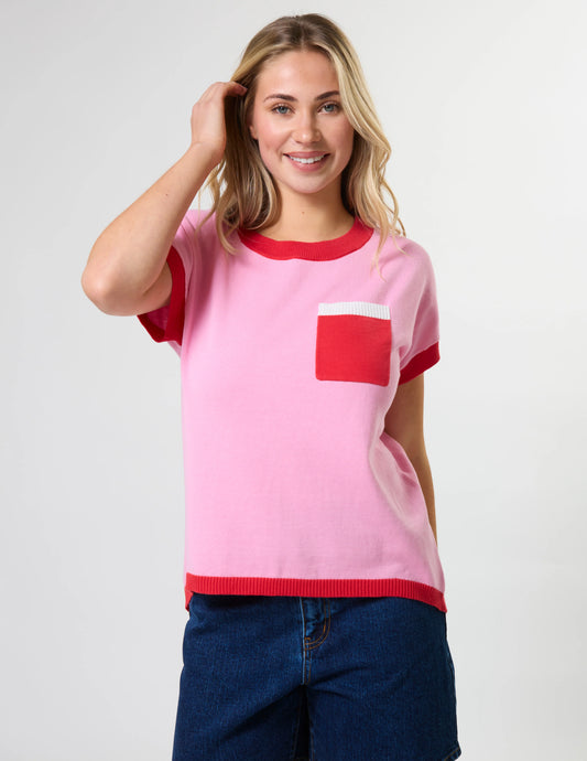 Stella + Gemma Laneway Pocket Top - Pink & Red