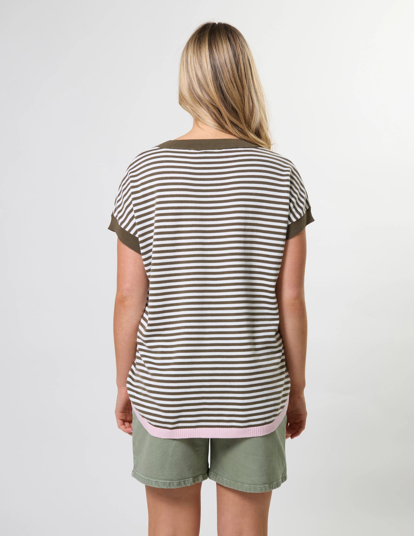 Stella + Gemma Laneway Top - Khaki & White Stripe