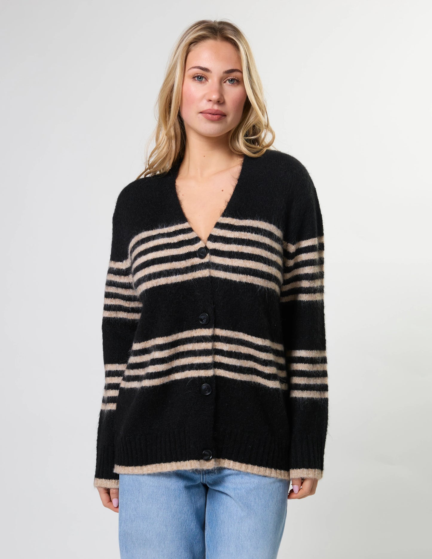 Stella + Gemma Stripe Cardigan - Black Sand