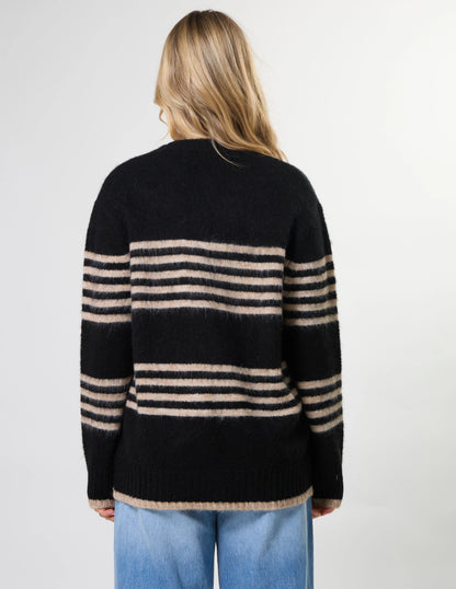 Stella + Gemma Stripe Cardigan - Black Sand
