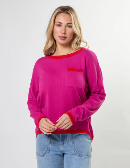 Stella + Gemma Street Pocket Jumper - Crimson Crush