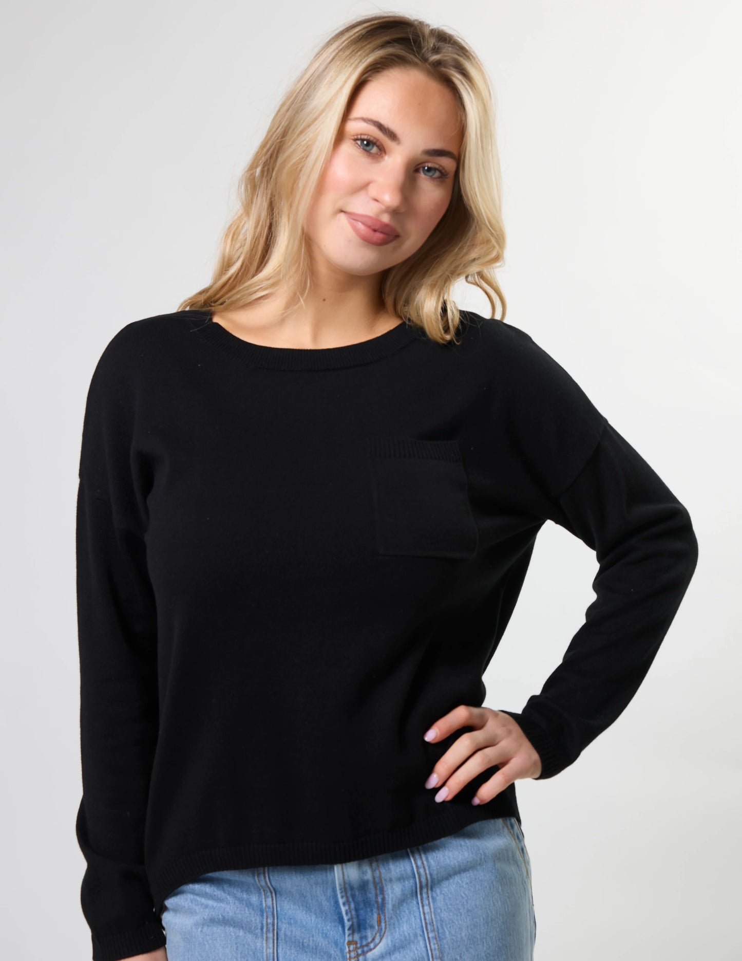 Stella + Gemma Street Pocket Jumper - Black
