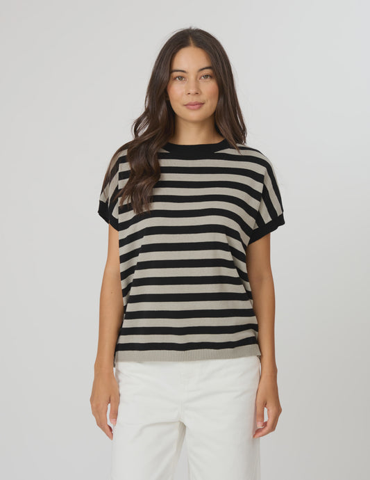 Stella + Gemma Gwen Tee - Sage/Black Stripe