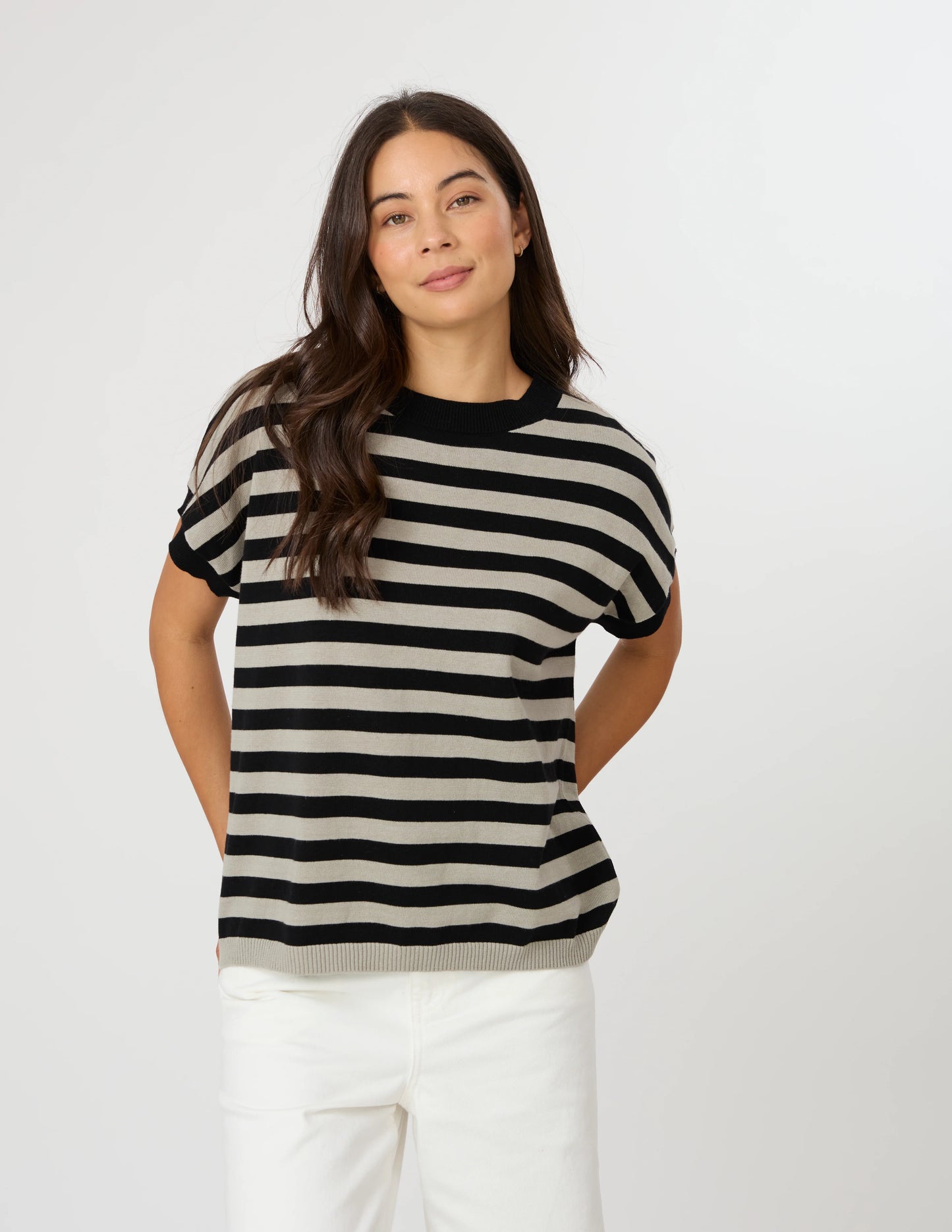 Stella + Gemma Gwen Tee - Sage/Black Stripe