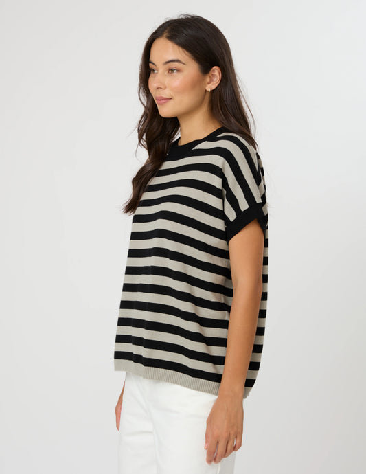Stella + Gemma Gwen Tee - Sage/Black Stripe