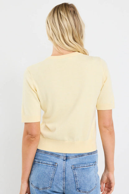 Stories be Told Edition Crewneck Cashmere Blend Knit Tee - Lemon
