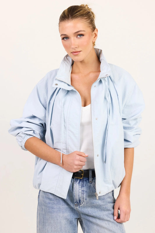 Stories Be Told Element Funnel Neck Bomber Jacket - Ice Blue