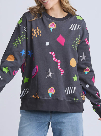 Elm Licorice Galaxy Crew - Midnight Yd Print