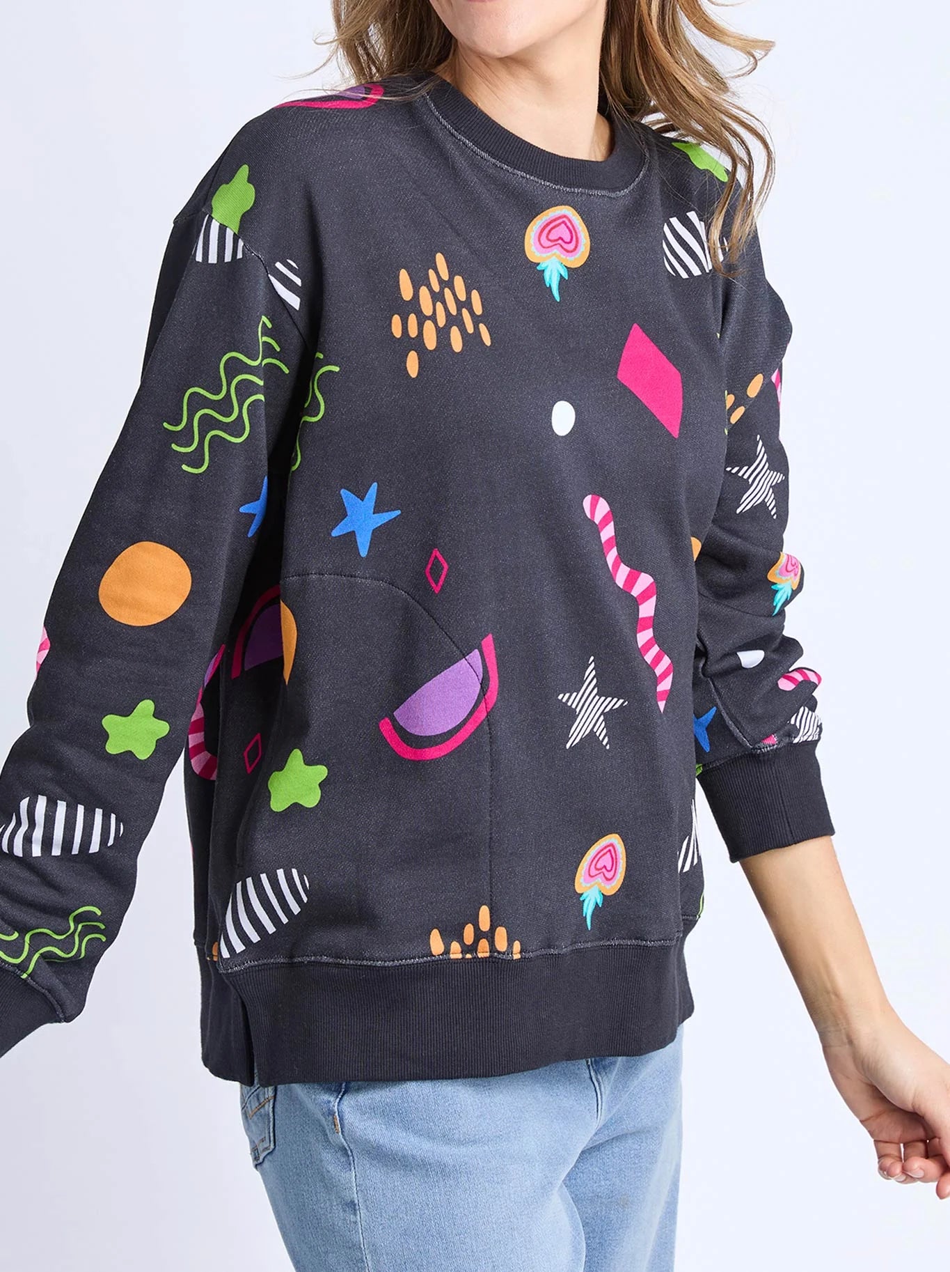 Elm Licorice Galaxy Crew - Midnight Yd Print