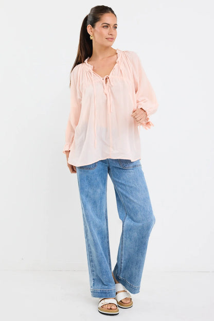 Ivy & Jack Empressions  SS Tie Front Top - Rosewater Voile