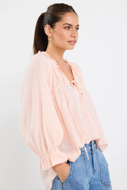 Ivy & Jack Empressions  SS Tie Front Top - Rosewater Voile