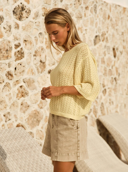 Fate & Becker Mila Pointelle Top - Lemon
