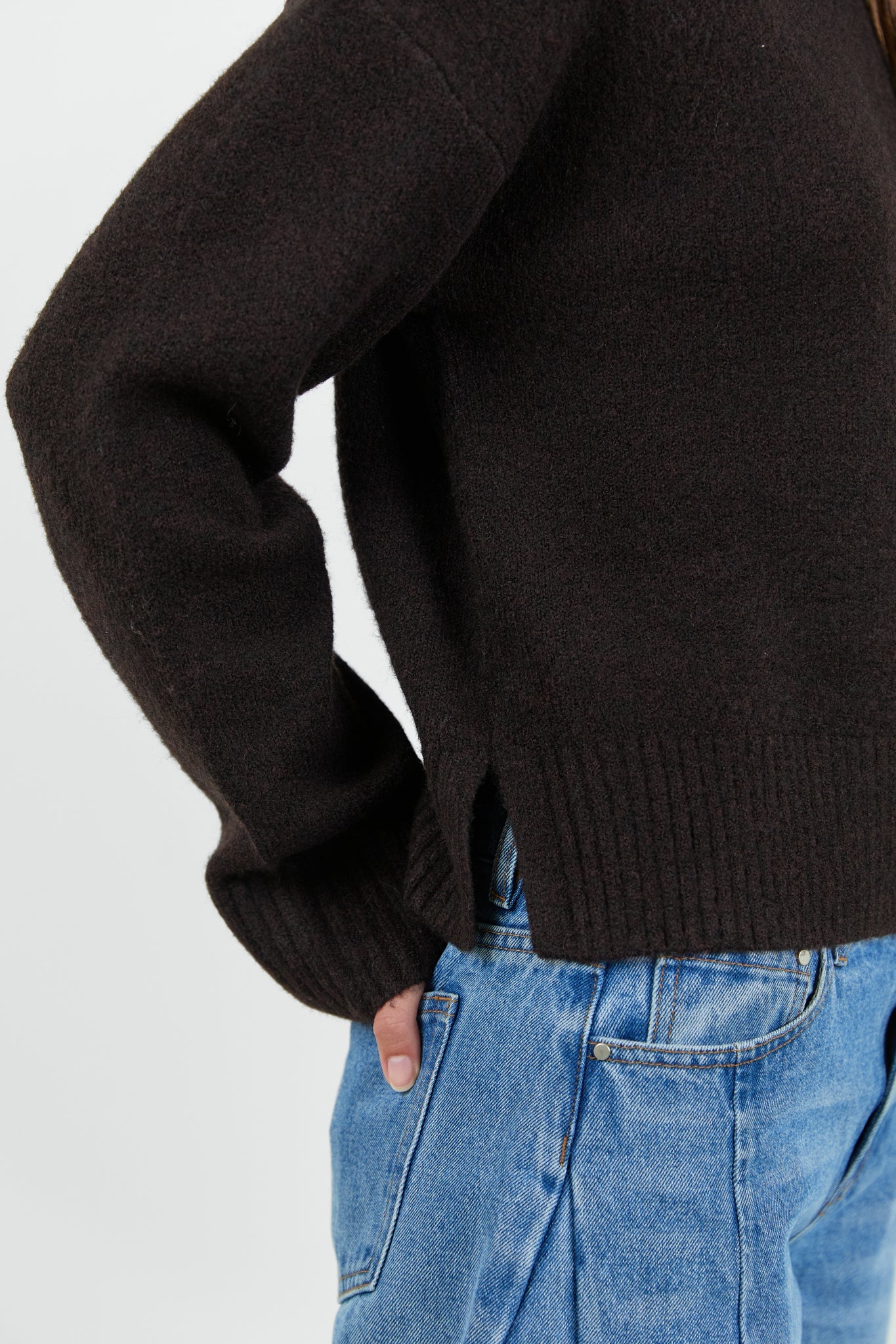 Stories be Told Forage Mock Neck Jumper -  Chocolate