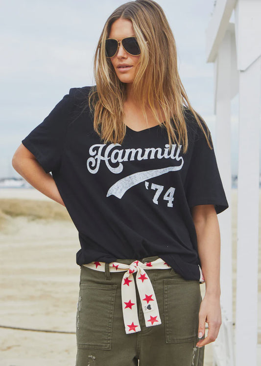 Hammill & Co 74 Logo V Neck Tee - Black