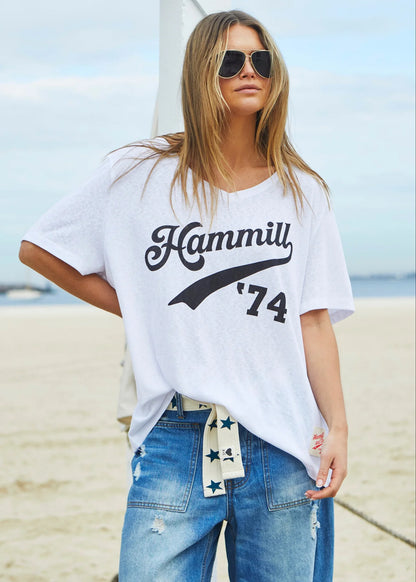 Hammill & Co 74 Logo V Neck Tee - White