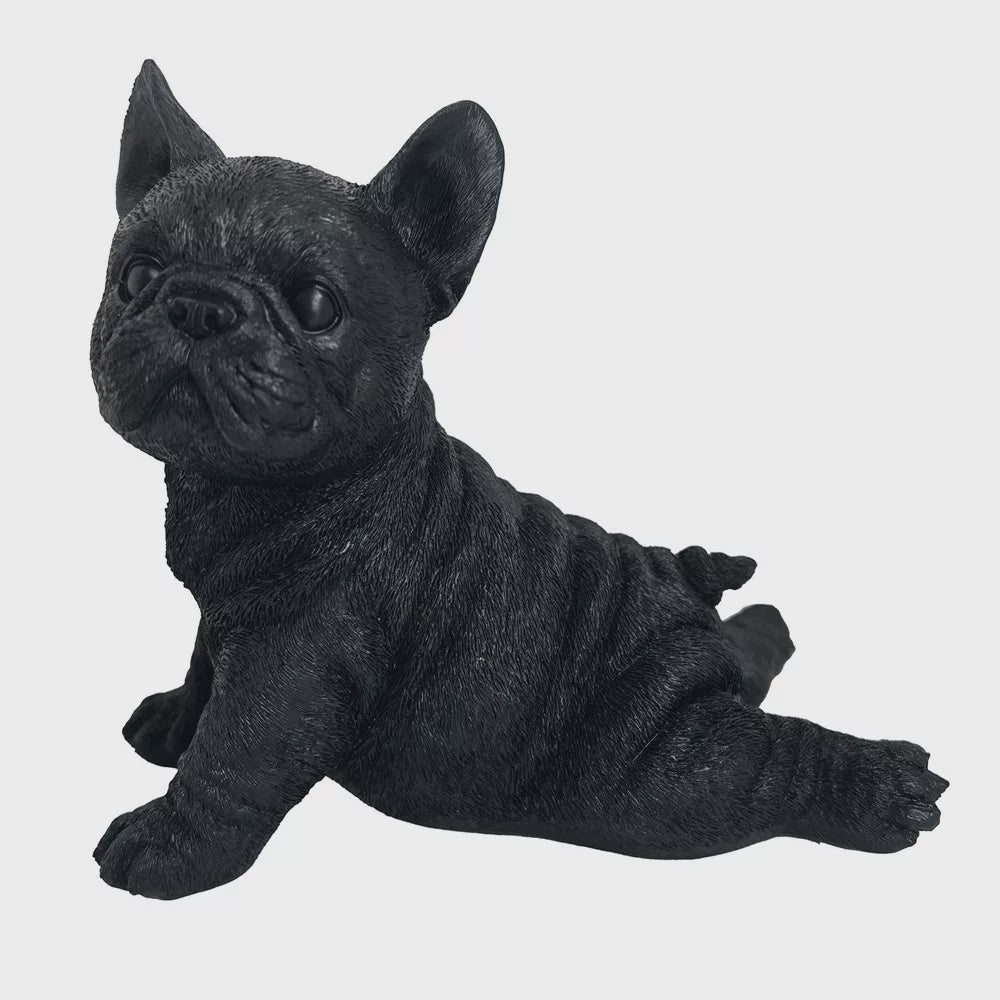 Linen & More Playful Lying Decorative Frenchie - Black